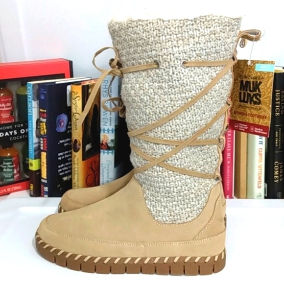 MUK LUKS SUEDE FUR LINED SLIP RESISTANT MEMORY FOAM WATER REPELLENT BOOTS SZ 7 - Picture 6 of 11